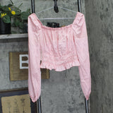 Bar III Smocked Off-the-Shoulder Ruffled Blouse Top 100143301 Cupid Blush Pink M