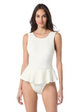 Vince Camuto High Neck Skirted One Piece Swimsuit V1T978 Ivory Off White 12