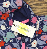 Epic Threads Floral Print Knit French Terry Full Zip Jacket Medieval Blue 4T
