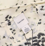 Calvin Klein Sleeveless Abstract Chiffon Belted Midi Dress Light Gray Print M