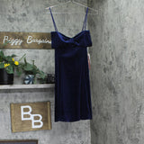 Emerald Sundae Juniors Velvet Bow Sleeveless Fit Flare Mini Dress Navy Blue L