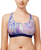 Jessica Simpson The Warm Up Juniors High-Impact Sports Bra Marble Neon Purple S