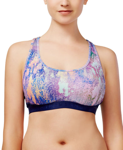 Jessica Simpson The Warm Up Juniors High-Impact Sports Bra Marble Neon Purple S