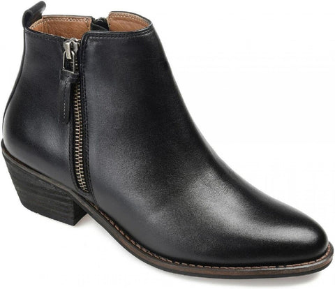 Journee Signature Womens Charlotte Leather Ankle Boots CHARLOTTE Black 6M