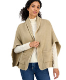 Style & Co. Womens Solid Scarf Wrap with Pockets Ruana SC9742501 Oat Brown