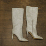 Michael Michael Kors Rue Stiletto Boots Rhinestone Evening Silver Gray 11M