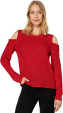 Tommy Hilfiger Womens Long Sleeve Could Shoulder Top Scarlet Red / Gold XL