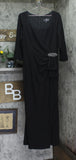 Alex Evenings Womens Long Metallic 3/4 Sleeve Gown Dress Black Metallic 18