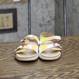 Cat & Jack Toddler Girls Shiny Sandals 166cd692141be3 Rainbow Multicolor 8T