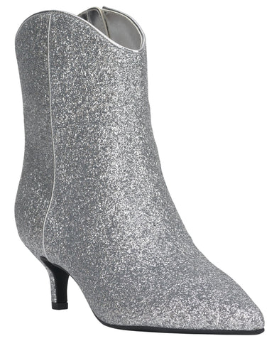 On 34th Womens Aatira Tulip Booties 10019682200 Silver Glitter Gray 5M