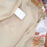 LaBellum by Hillary Scott Plus Printed Chiffon Zip Jacket Cream Floral Brown 1X
