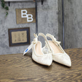 A New Day Womens Milan Slingback Pumps Lace 93708032 Cream Off White 7M
