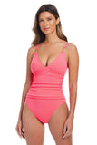 Bleu Rod Beattie Pique Ole Over the Shoulder One Piece Swimsuit Blush Pink 6