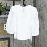 A New Day Women's Long Sleeve Eyelet T-Shirt 566622 White S