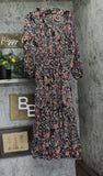 Aqua Womens Floral Satin Burnout Long Sleeve Maxi Dress IDO12879 Black Multi S