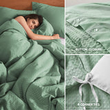 Comfort Spaces Breathable Dotted Wave 3-Piece Duvet Cover Set Sage Green King