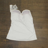 Anne Cole Womens Solid Twist Front Shirred Bandeau Tankini Swim Top White M