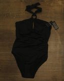 Lauren Ralph Lauren Womens Macrame-Ring High-Neck One-Piece Swimsuit Black 16