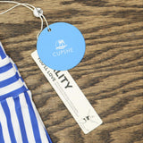 Cupshe Womens Ruffle Trim Strappy Back One Piece Swimsuit Blue / White Stripe S