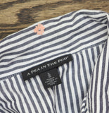 A Pea in the Pod Cotton Button Up Embroidered Maternity Shirt Blue Dot Stripe L