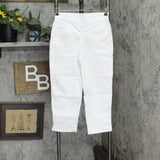 Denim & Co. Wpomens Pull On V-Yoke Crop Pants A375859 White XS