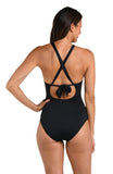 La Blanca Island Goddess High Neck Keyhole Mio One Piece Swimsuit Black 8