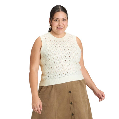 Universal Thread Womens Sweater Crochet Vest 94429888 Cream Off White XXL