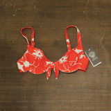 Vince Camuto Womens Swim Underwire Tie Front Bikini Top Tangerine Red Orange XS