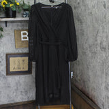 Tommy Hilfiger Surplice Neckline Knee Length Evening Hi-Lo Dress Black Multi 16