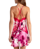 Linea Donatella Womens Greer Printed Satin Chemise Nightgown GRR110 Red Multi S