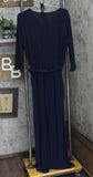 Ny Collection Womens Petite 3/4 Sleeve Belted Wide Leg Jumpsuit Navy Blue PXL