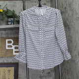 Ny Collection Womens Petites Button Down Crew Neck Blouse White Black Justin LP