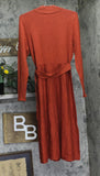 Blue Orchid Womens Knit Long Sleeve Sweater Dress Belted Rusty Red Orange M