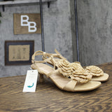 A New Day Womens Esme Floral Crochet Kitten Heels 92979007 Tan Brown 9M