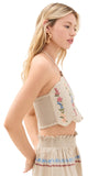 Agua Bendita Womens Serenity Linen Blend Crop Halter Top 17057 Blush Brown L