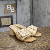 A New Day Womens Kathleen Raffia Buckle Block Heels 92611276 Light Brown 7M