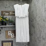 DKNY Womens Draped-Back Extended-Shoulder Lurex Dress DD4JAE06 Cream Gray 10