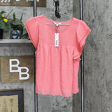 Bb Dakota Womens Sweet Flutterings Top Shirt Deep Lipstick Pink M