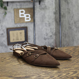 A New Day Womens Twiggy Multi Buckle Mini Heel Flats 94303762 Brown 9.5M