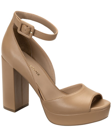 Sun + Stone Womens Reemaa Peep Toe Block Heel Platform Sandals Nude Brown 11M