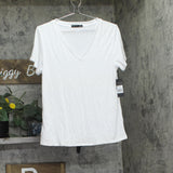 Black Tape Womens V-Neck T-Shirt 1824034 T White S