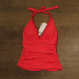 Mimi Flamingo Womens Soleil Solids Sonny Halterkini Tankini Top Swim Punch Red 6