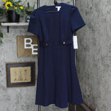 London Times Womens A-Line Short Sleeve Ponte Midi Dress 165b2115d4a16a