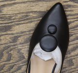 Journee Collection Button Accent Pointed Mules Black 7.5M