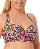 Salt + Cove Trendy Plus Size Ditsy-Print Underwire Bikini Top Black Multi 0X
