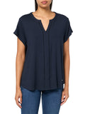 Tommy Hilfiger Short Sleeve Knit Notch-Neck Top W4AH0545 Sky Captain Blue 3X