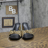 Universal Thread Womens Aaliyah Raffia Strappy Knot Sandal Heels Black 8.5M