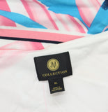 JM Collection Printed Cold Shoulder Top with Necklace Pink Gemstone Combo XL