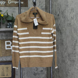 Charter Club Eloise Quarter-Zip Long-Sleeve Sweater Warm Praline Combo Brown S