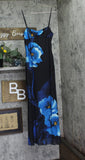 Aqua Womens Lined Spaghetti Strap Floral Mesh Maxi Dress DC9891BL Blue Floral M